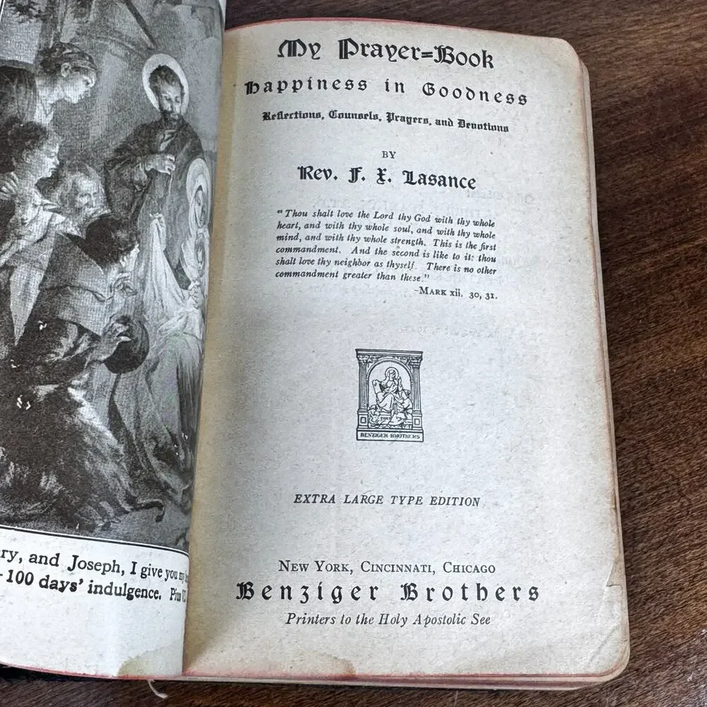 My Prayer Book Happiness in Goodness Father Lasance 1923 Leather Large Type